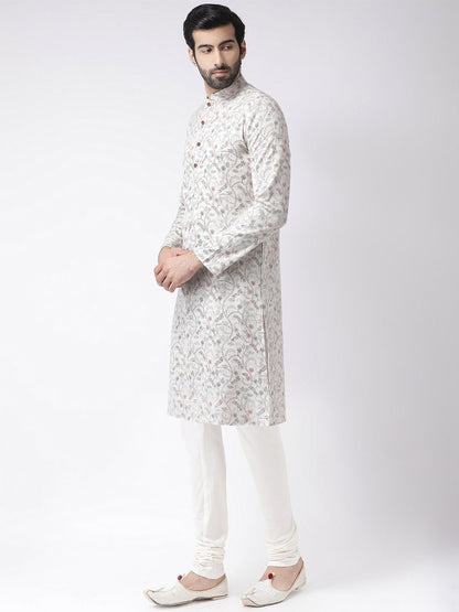 Men's Multi-color Printed Kurta Churidar Set