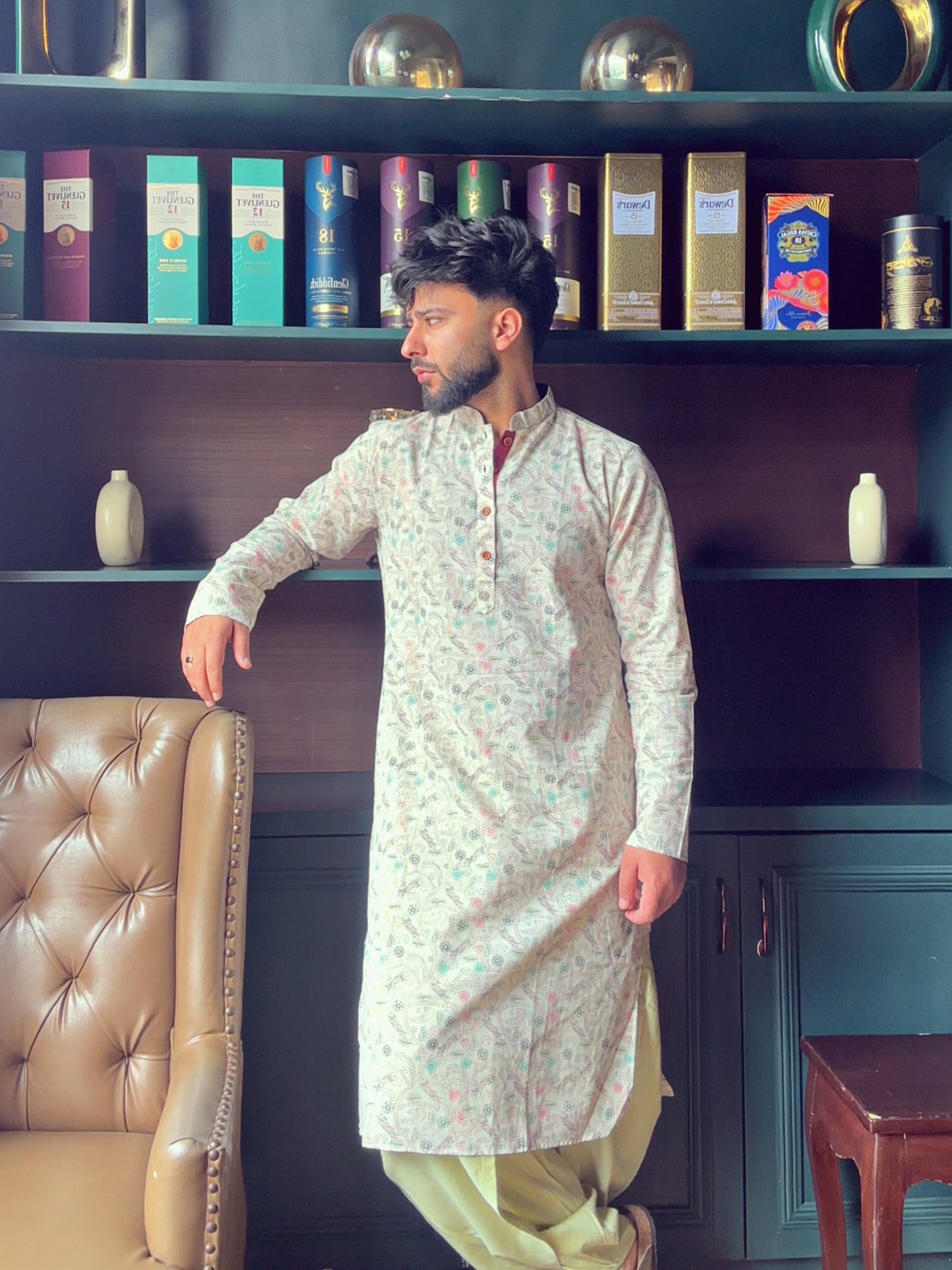 Men's Multi-color Printed Kurta