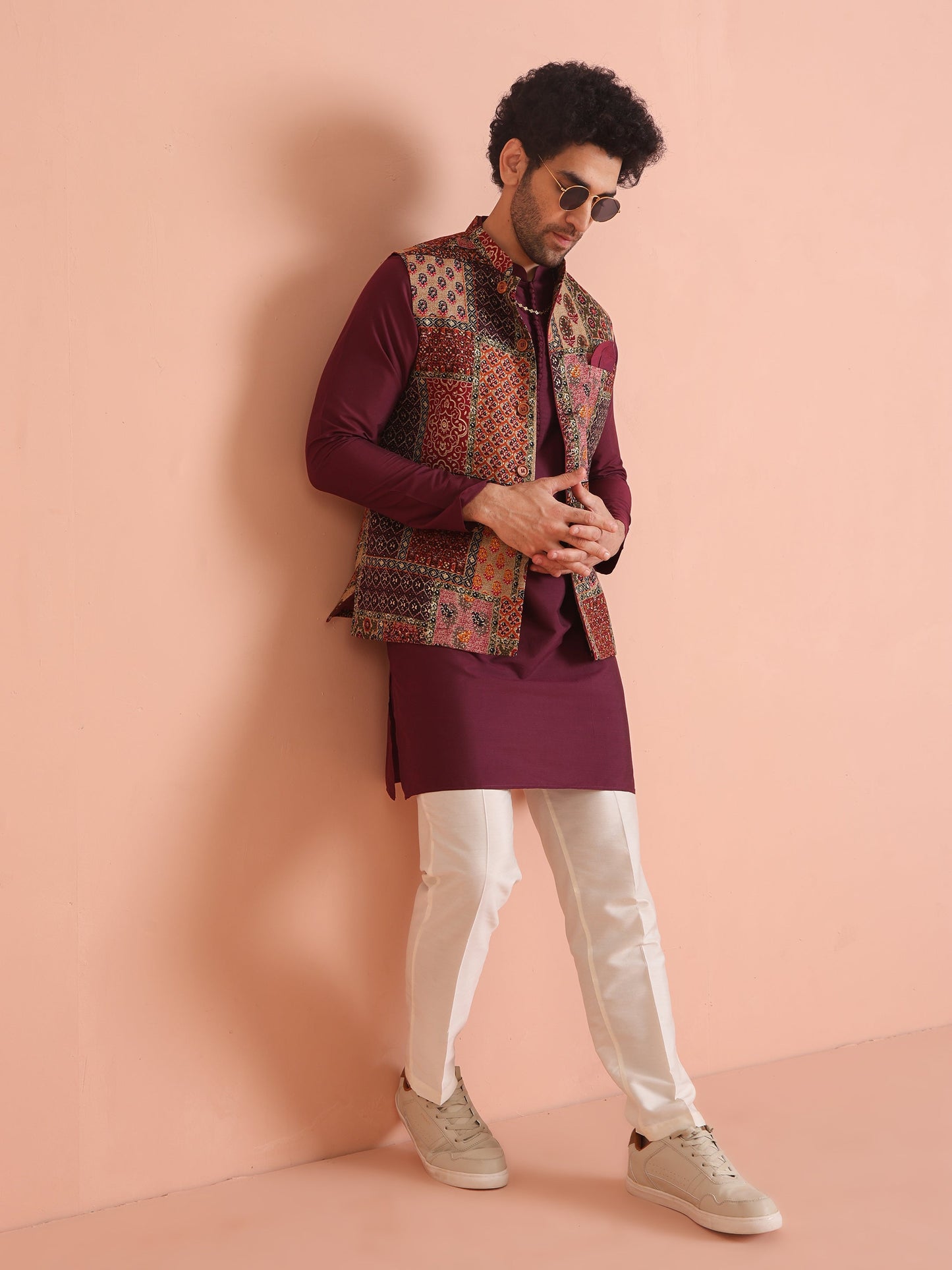 Men's Multi-color Printed Nehru Jacket