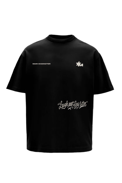 Laugh Now Black Oversized T-Shirt