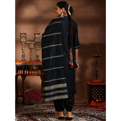 Libas Women's Solid Cotton Blend Straight Kurta with Trousers & Dupatta
