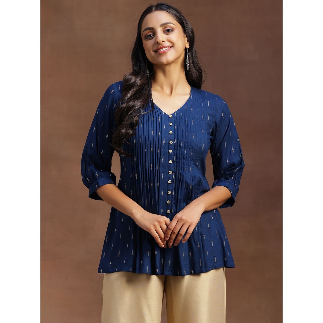 Libas Women's Woven Design Cotton Blend A-line Kurti