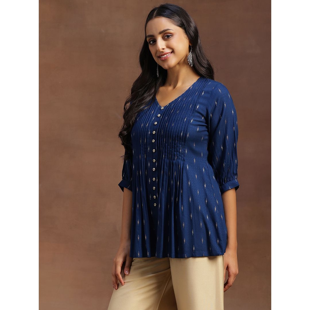 Libas Women's Woven Design Cotton Blend A-line Kurti