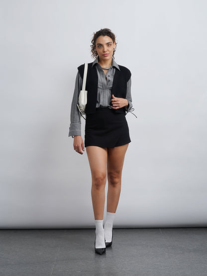 Grey Cotton Drawstring Shirt