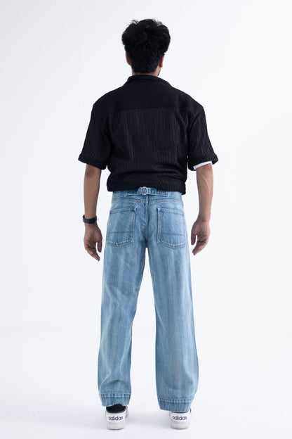 Metro Comfort Loose Jeans: Blue Stripes