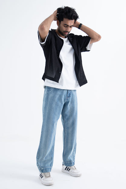 Metro Comfort Loose Jeans: Blue Stripes