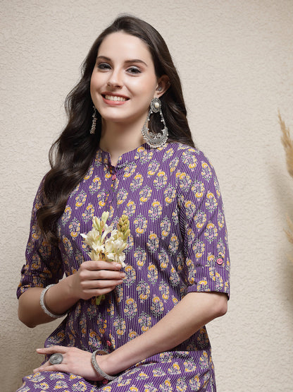 Stylum Women's Floral Printed Rayon A-Line Kurta (MERCURY)