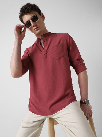 Exquisite Scarlet Red Textured Kurta