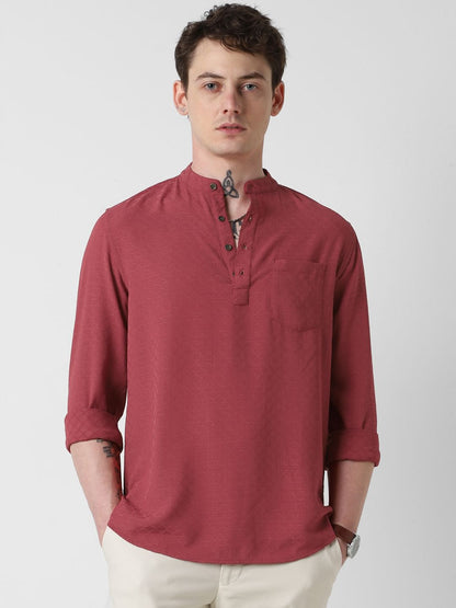 Exquisite Scarlet Red Textured Kurta