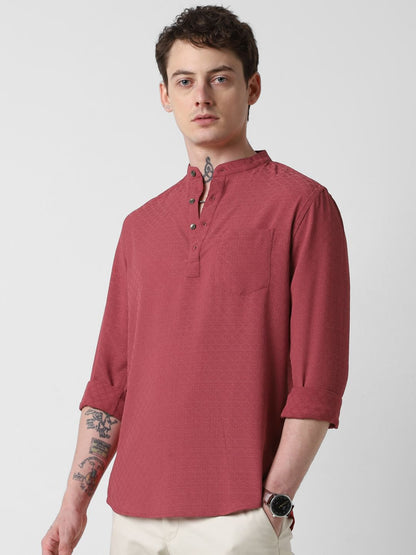 Exquisite Scarlet Red Textured Kurta