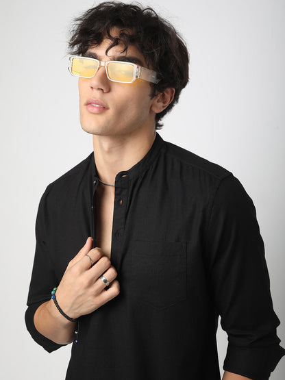 Suave Black Solid Kurta