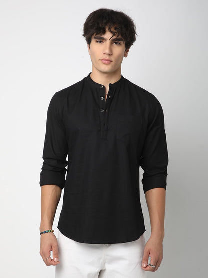 Suave Black Solid Kurta