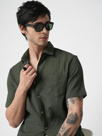 Hunter Green Textured Shirt