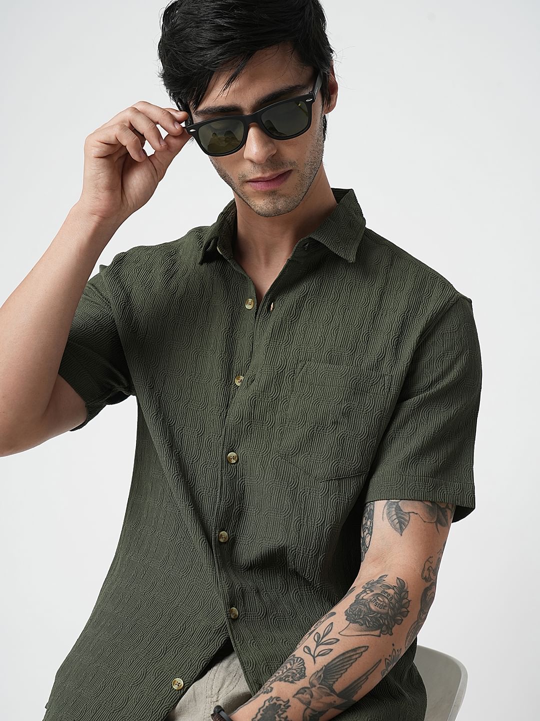 Hunter Green Textured Shirt