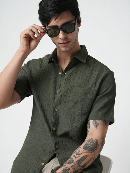 Hunter Green Textured Shirt