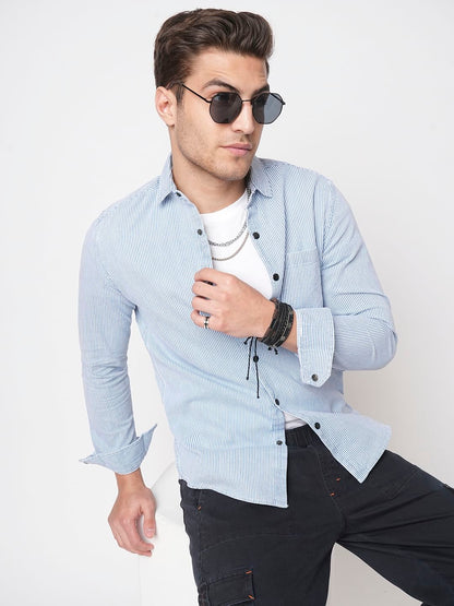 Denim Blue Pencil Stripe Shirt