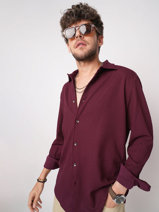 Royal Maroon Textured Shirt