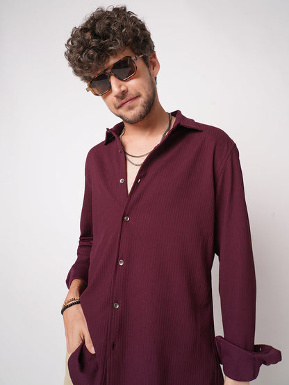 Royal Maroon Textured Shirt