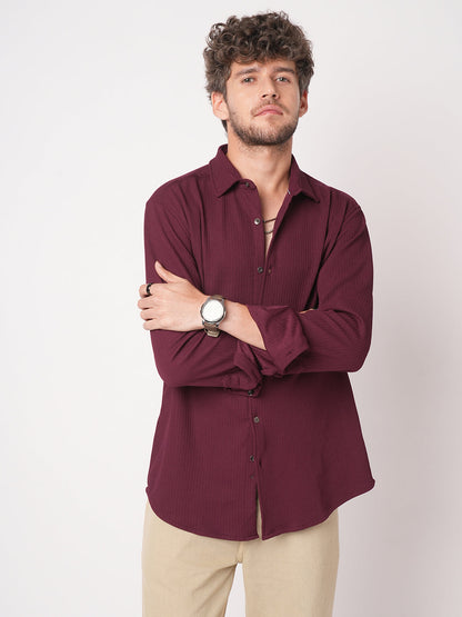 Royal Maroon Textured Shirt