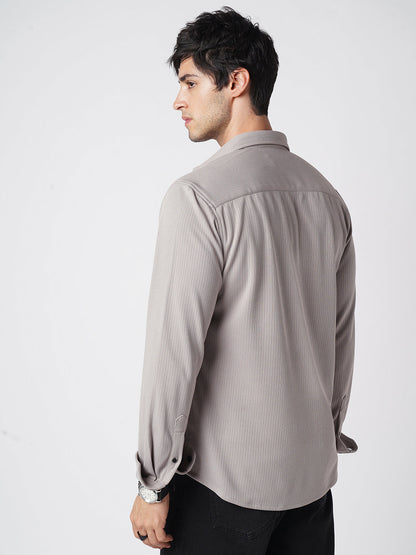 Sprauncy Cloud Grey Ribbed Knit Shirt