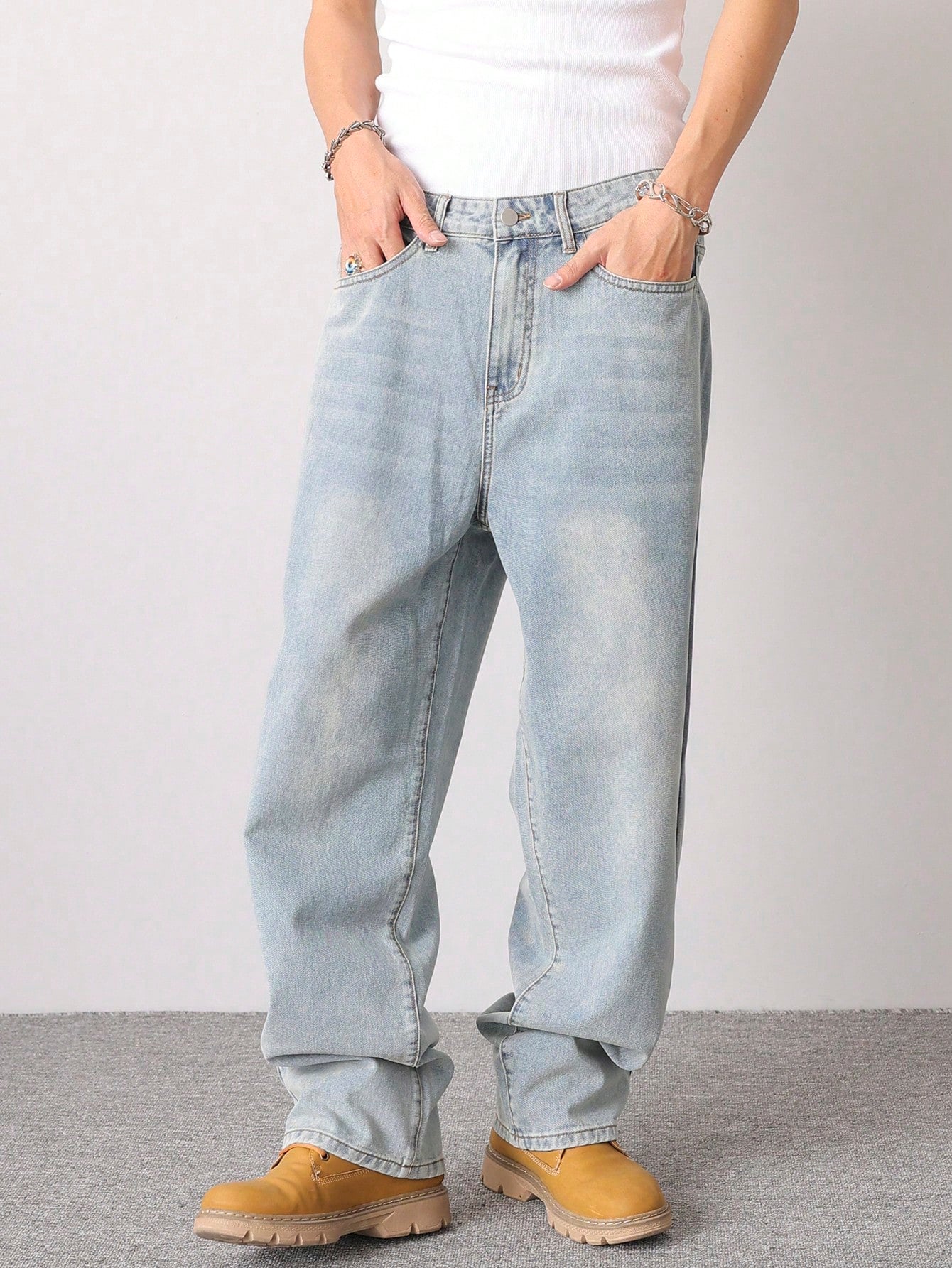 Muted Blue Baggy Jeans