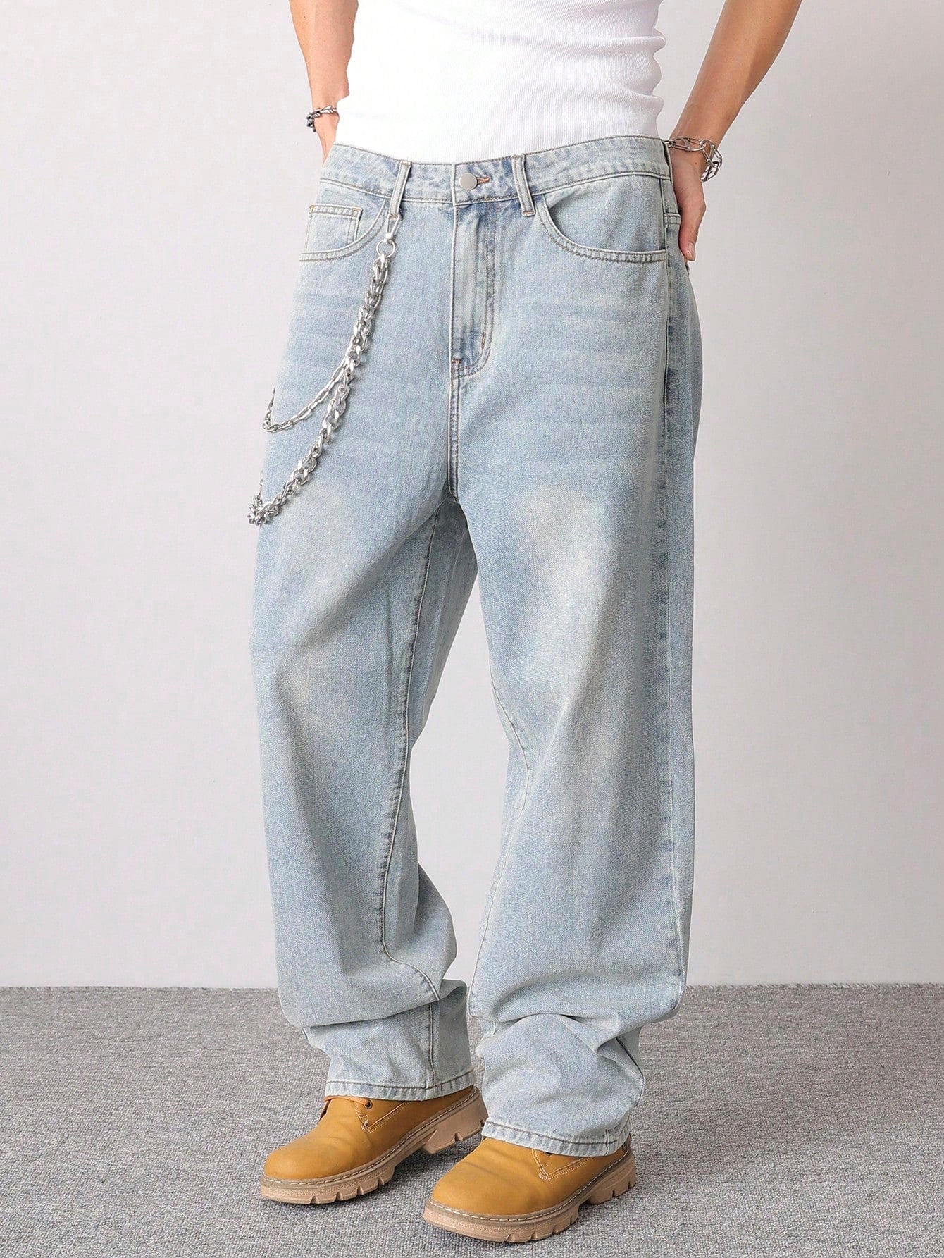 Muted Blue Baggy Jeans