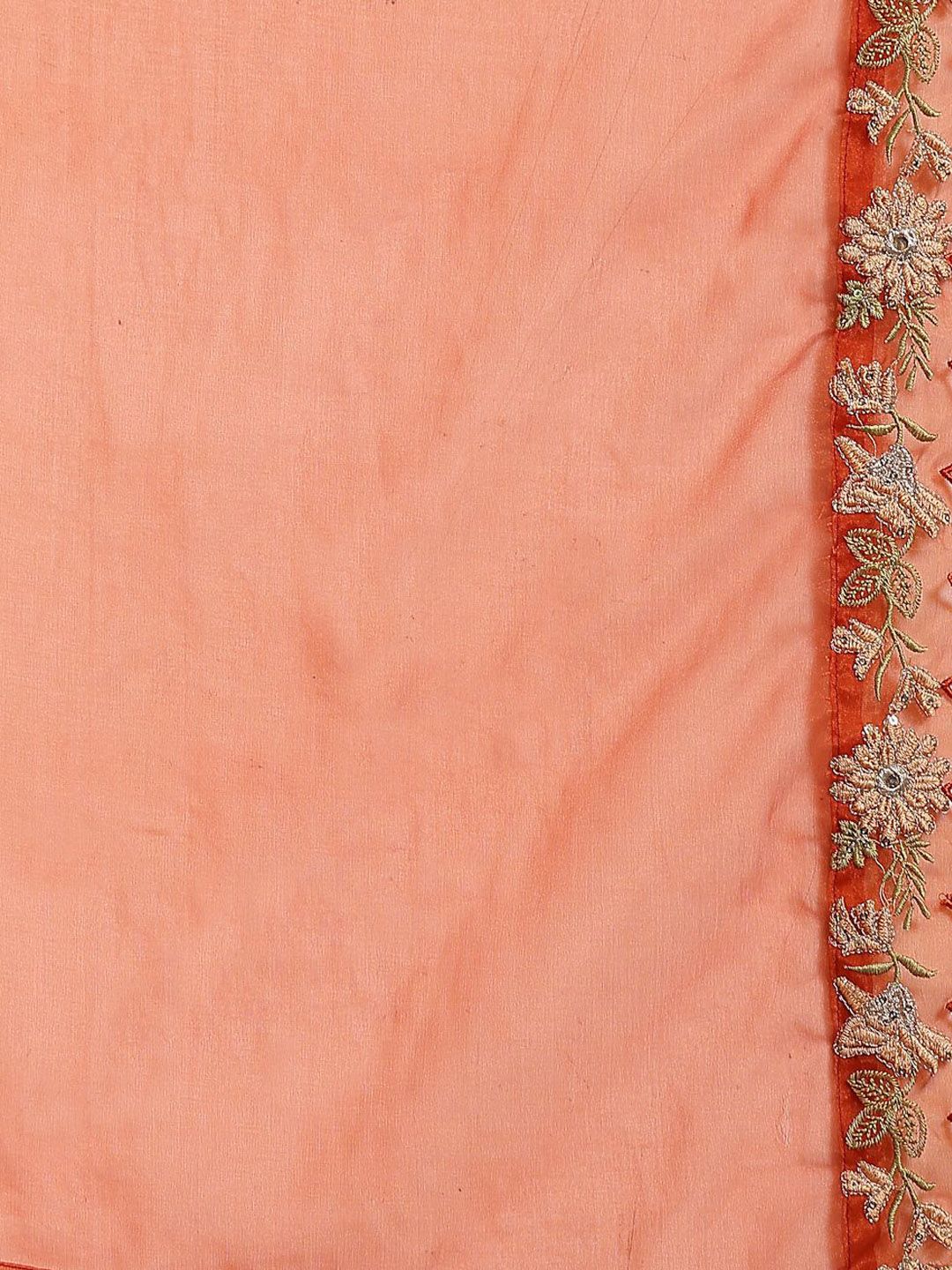 Women Solid Embroidered Anarkali Kurta with Trousers & Dupatta