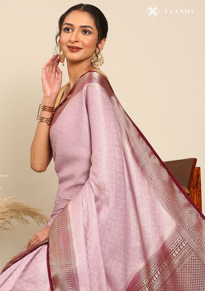 Lavender Brocade Jaal Pattern Crepe Saree