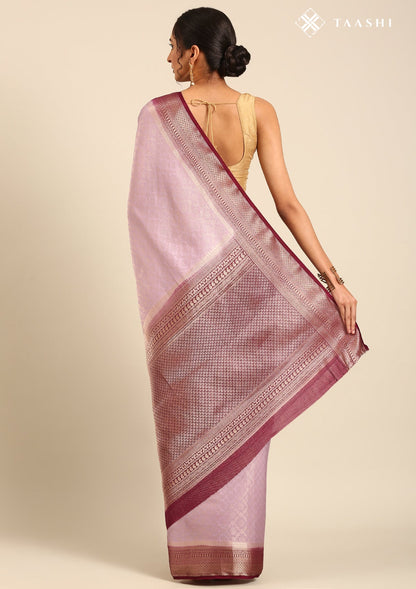 Lavender Brocade Jaal Pattern Crepe Saree