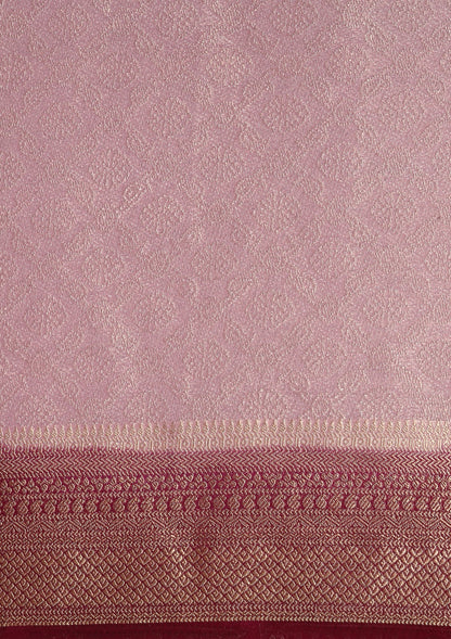Lavender Brocade Jaal Pattern Crepe Saree