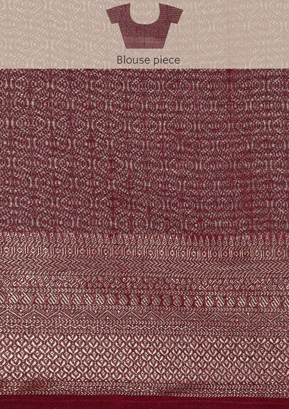 Lavender Brocade Jaal Pattern Crepe Saree