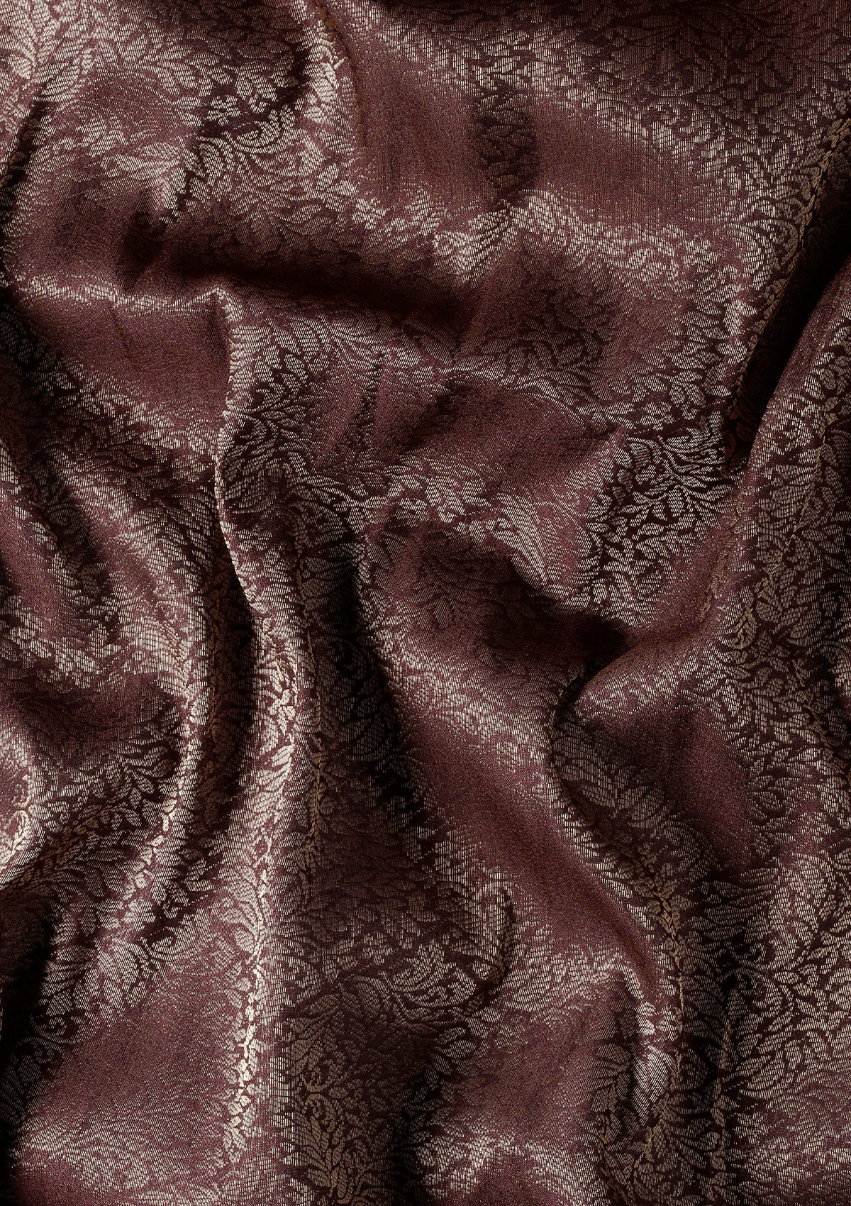 Chocolate Brown Brocade Crepe Saree