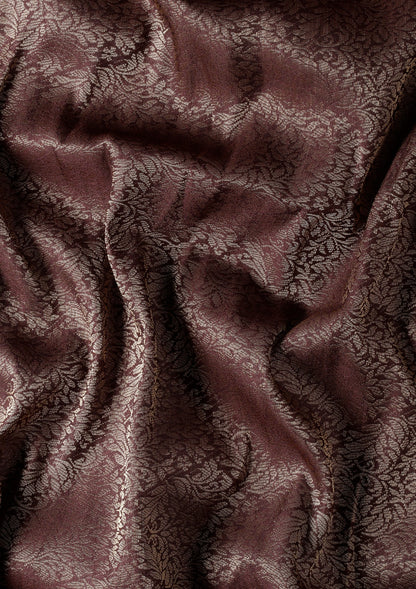 Chocolate Brown Brocade Crepe Saree