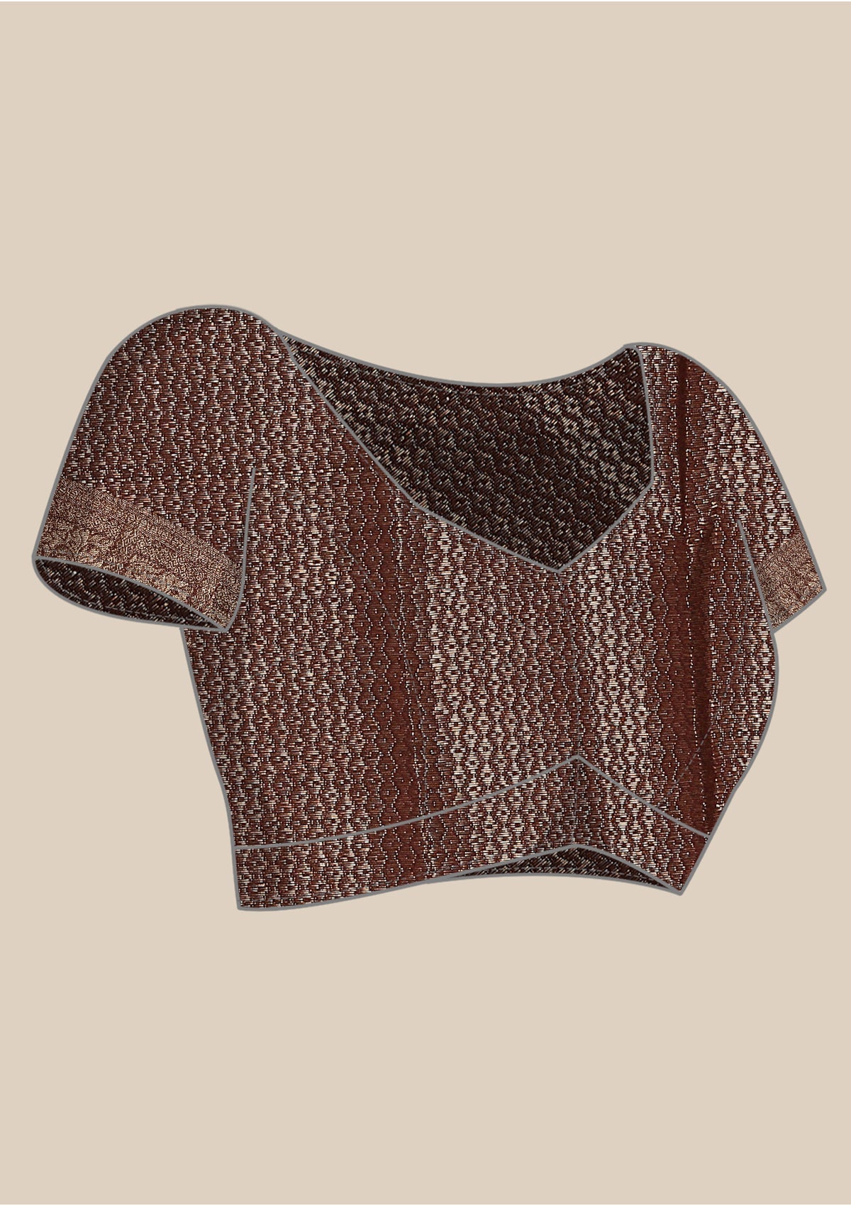 Chocolate Brown Brocade Crepe Saree