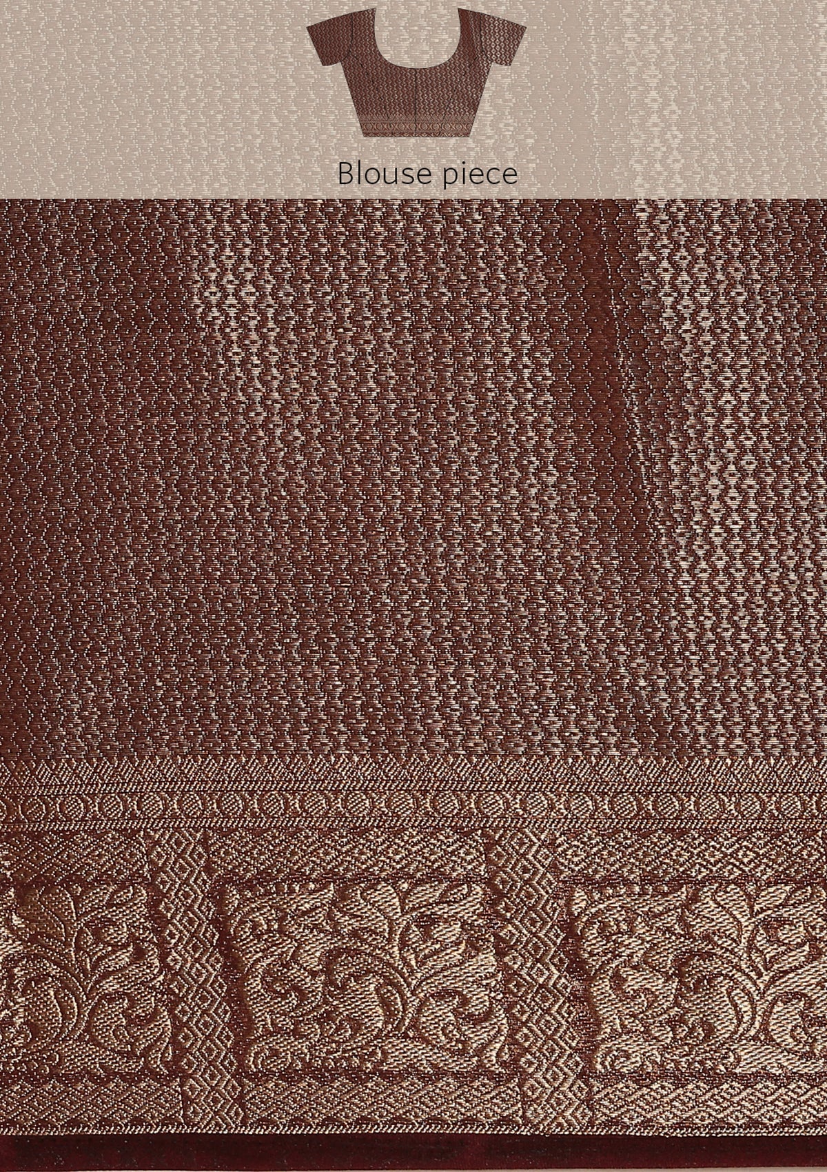 Chocolate Brown Brocade Crepe Saree