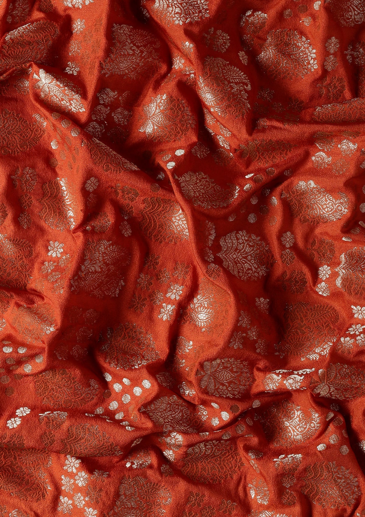 Burnt Orange Zari Woven Georgette Saree