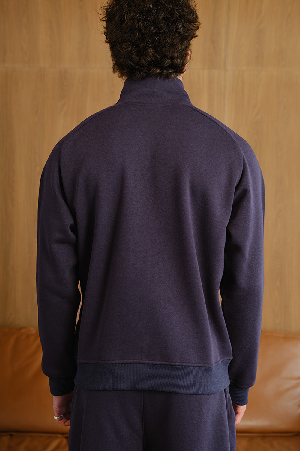 Blue Void High Neck Zipper Jacket