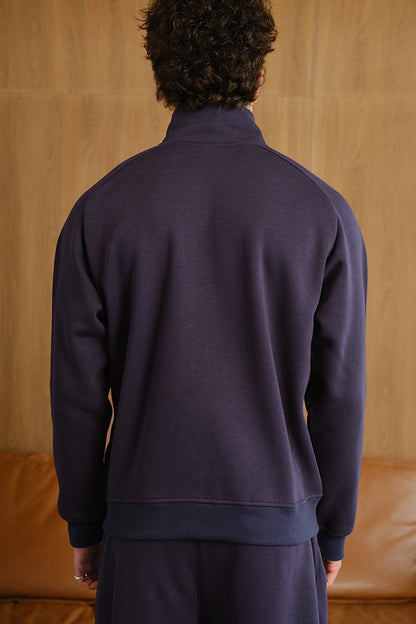 Blue Void High Neck Zipper Jacket