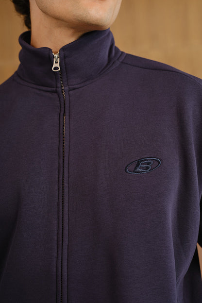 Blue Void High Neck Zipper Jacket