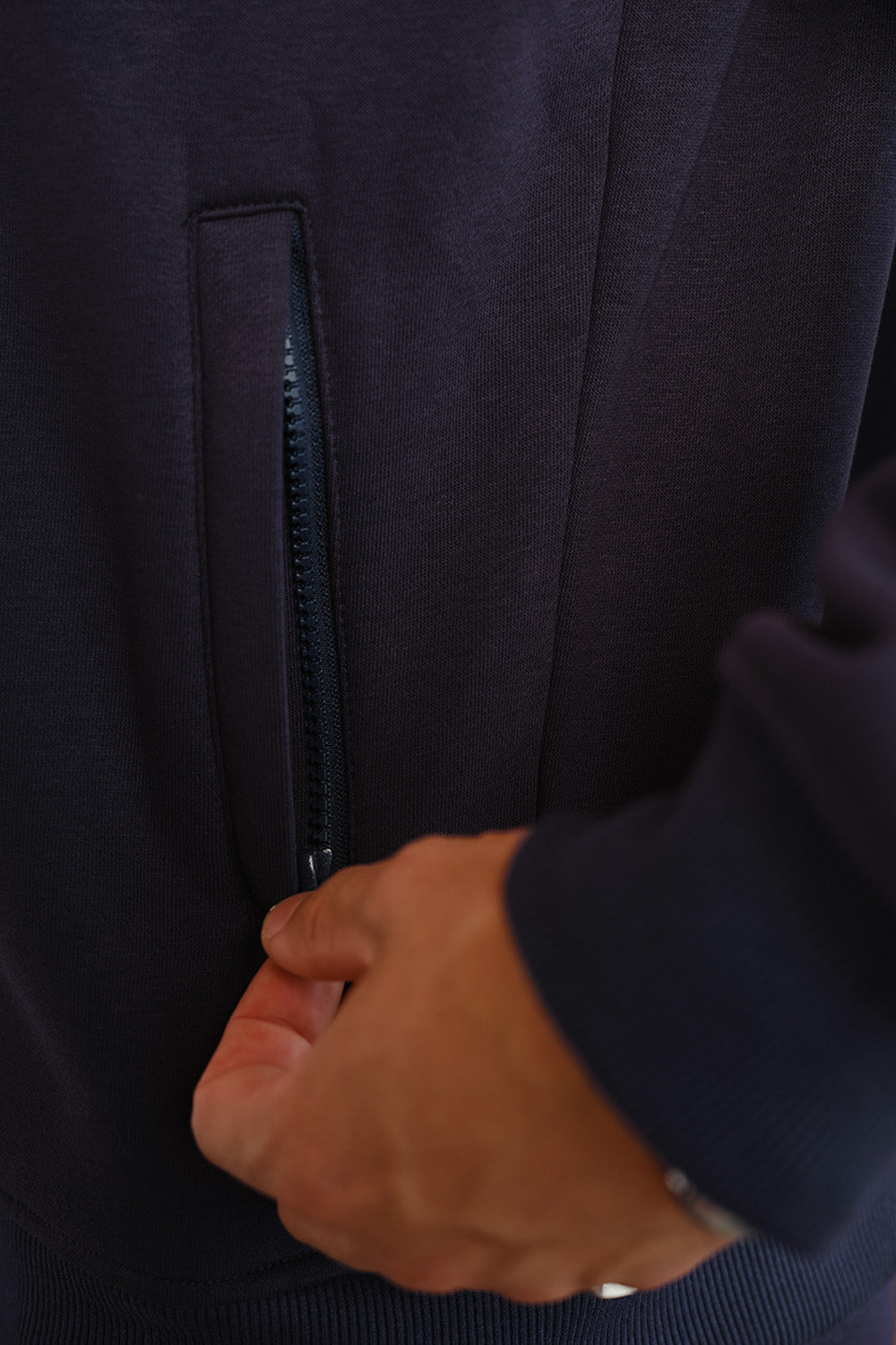 Blue Void High Neck Zipper Jacket