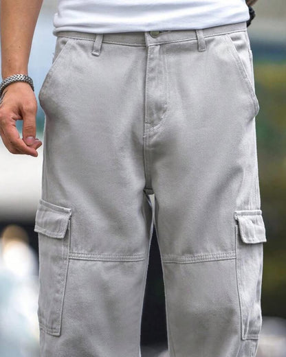 Moonstone Grey Flap Pocket Side Cargo Jeans