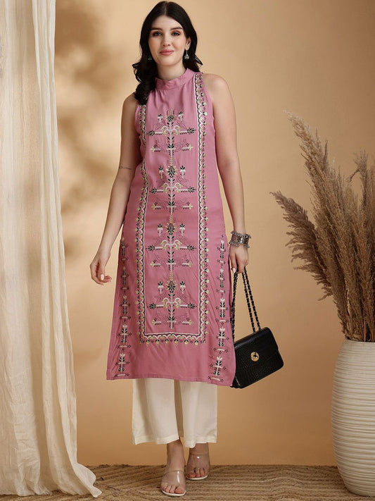 Floral Embroidered Tunic With Palazzo