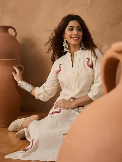 Flamingo Cotton Blend Kurta Set