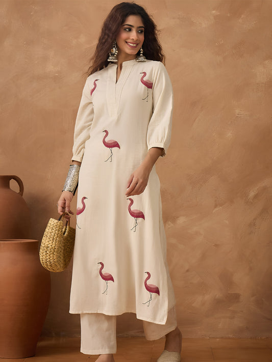 Flamingo Cotton Blend Kurta Set