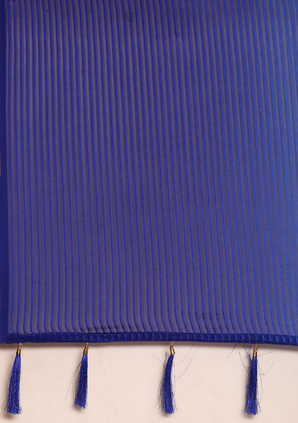 Blue Ombre Metallic Zari Striped Chiffon Saree