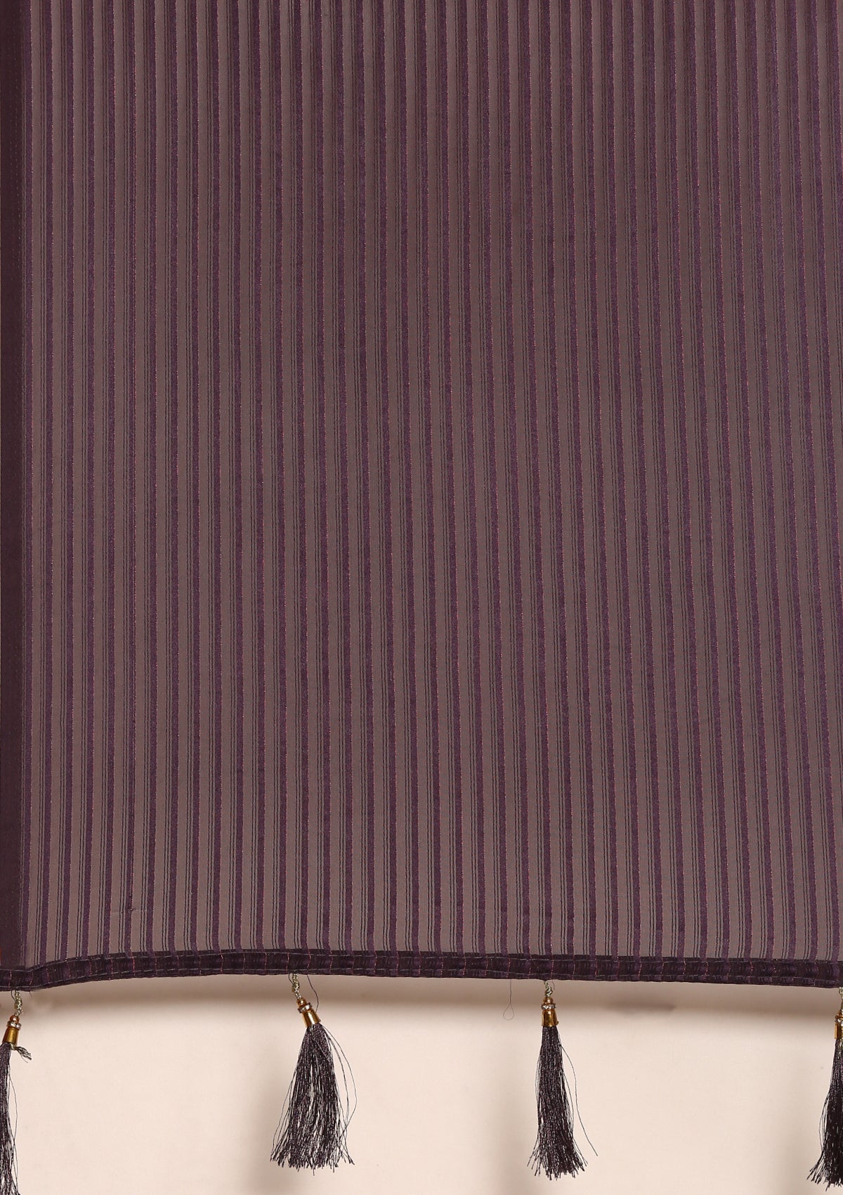 Purple Metallic Zari Striped Chiffon Saree