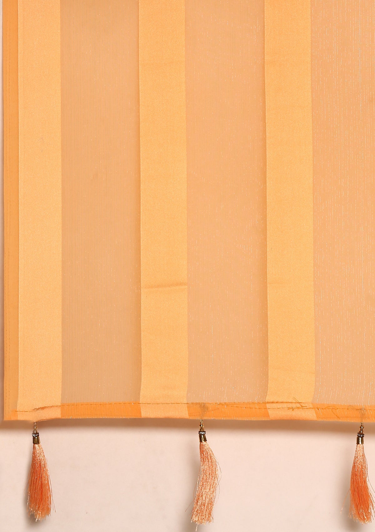 Pastel Orange Ombre Metallic Zari Striped Chiffon Saree