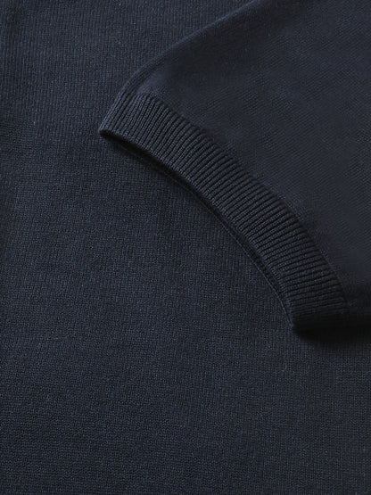 Men Blue Solid Regular Fit Polo Collar T-shirt