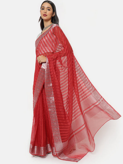 Varuna Red Striped Saree