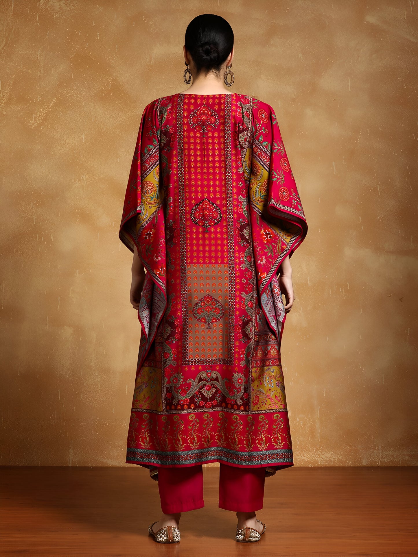 Multicoloured Print Work Kaftan Set